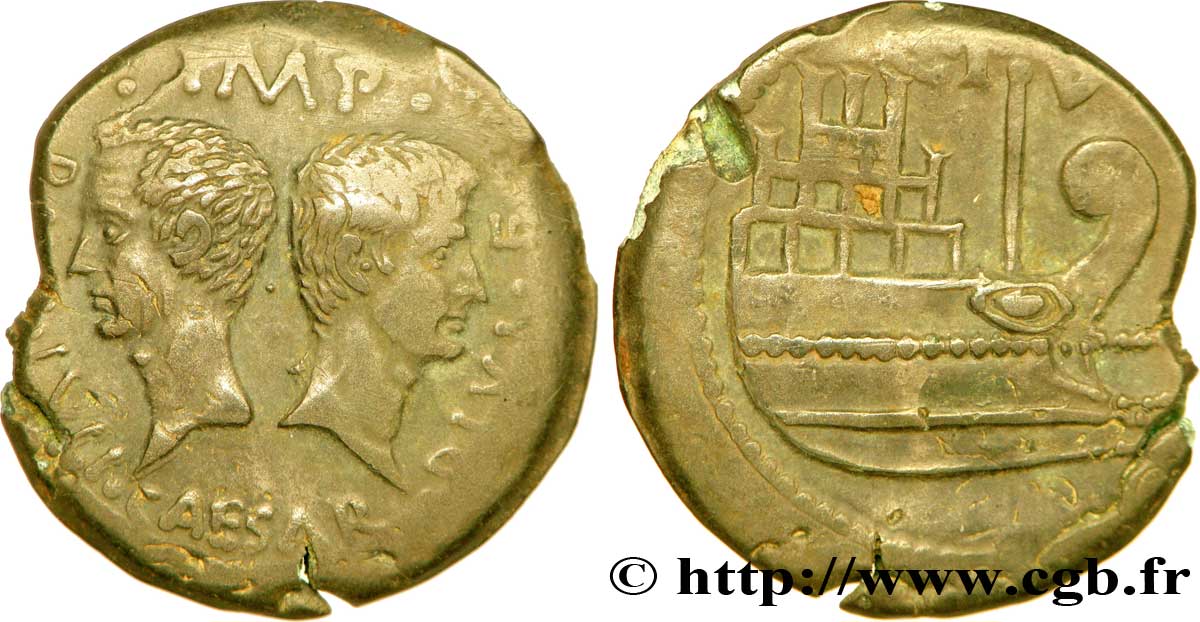 GALLIA - VIENNA - VIENNE - JULIUS CAESAR and OCTAVIAN Dupondius AU/AU