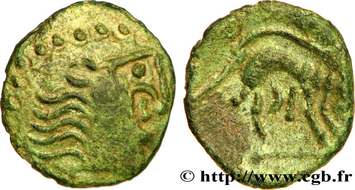 HELVETII (Currently Switzerland) Bronze au lion dégénéré des drachmes de Transpadane AU/AU