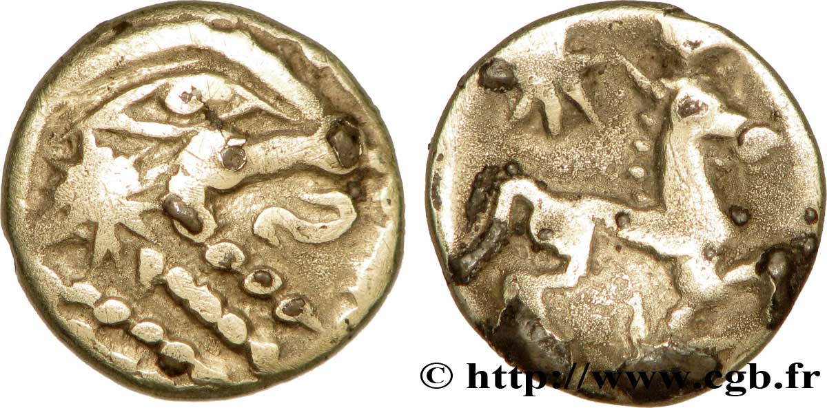 GALLIA - BELGICA - BELLOVACI (Regione di Beauvais) Quart de statère d or à l astre, fourré, cheval à droite AU