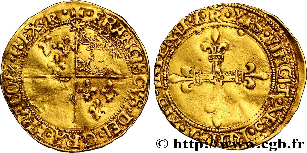 FRANCOIS I Écu d or au soleil du Dauphiné, 1er type n.d. Romans q.BB