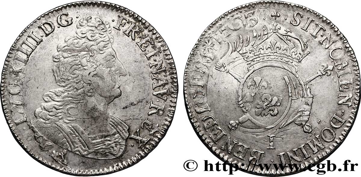 LOUIS XIV LE GRAND OU LE ROI SOLEIL Demi-écu aux insignes 1703 Limoges TTB/TB+