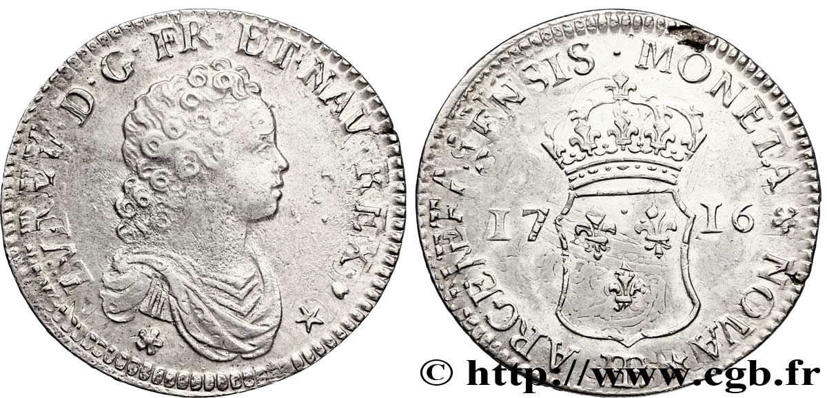 LOUIS XV  THE WELL-BELOVED  Quarante sols de Strasbourg 1716 Strasbourg AU