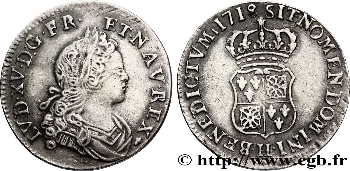 LOUIS XV DIT LE BIEN AIMÉ Quart d écu dit  de Navarre  1718  La Rochelle TTB