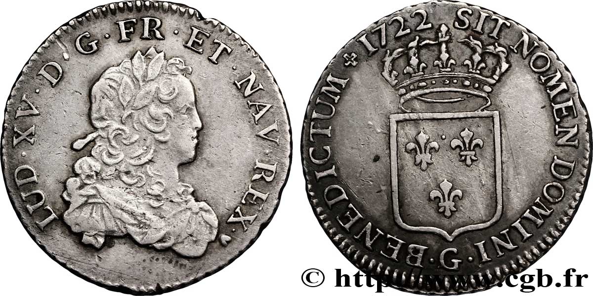 LOUIS XV  THE WELL-BELOVED  Tiers d écu dit  de France  1722 Poitiers q.SPL