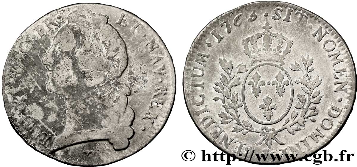 LOUIS XV DIT LE BIEN AIMÉ Écu dit  au bandeau  1763 Aix-en-Provence TB+/TTB