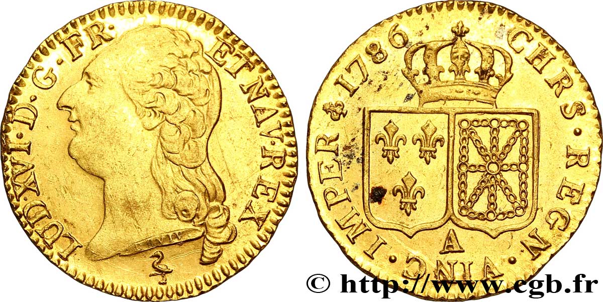 LOUIS XVI Louis d or aux écus accolés 1786 Paris AU/MS
