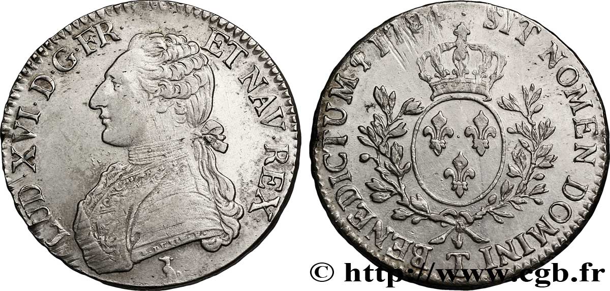 LOUIS XVI Écu dit  aux branches d olivier  1784 Nantes fVZ
