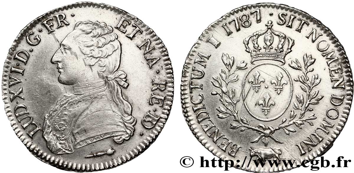 LOUIS XVI Écu dit  aux branches d olivier de Béarn  1787 Pau AU
