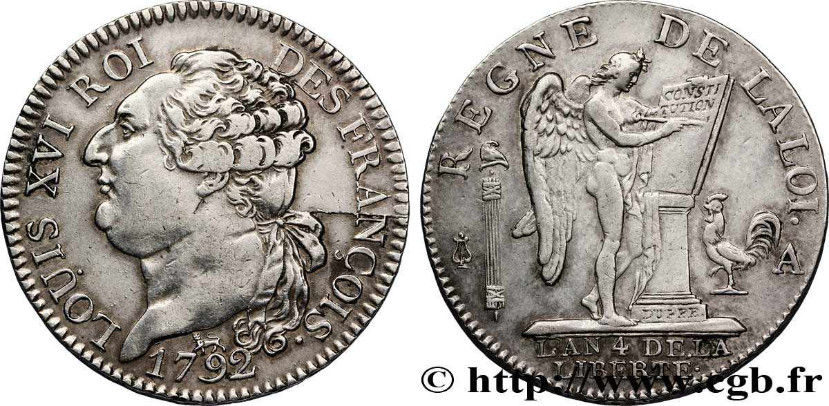 LOUIS XVI (MONARQUE CONSTITUTIONNEL)  Demi-écu dit  au génie , type FRANÇOIS 1792 Paris TTB+