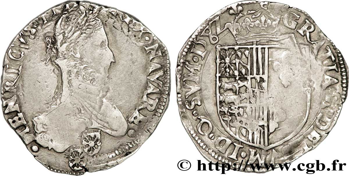 KINGDOM OF NAVARRE - HENRY III Demi-franc fSS/SS