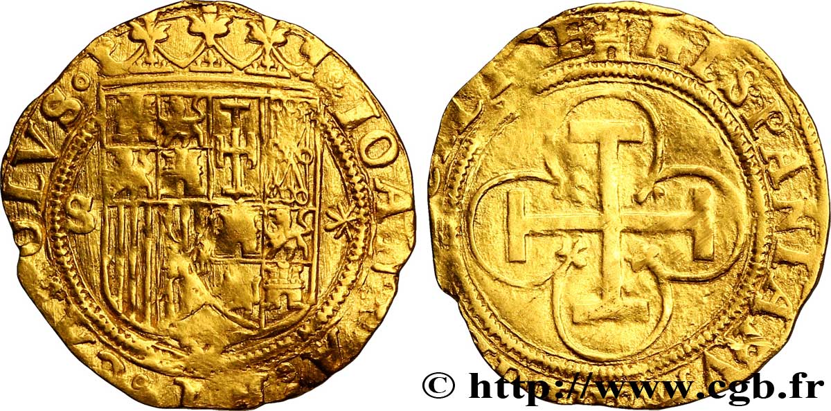SPAIN - KINGDOM OF SPAIN - JOANNA AND CHARLES Écu d’or, escudo n.d. Séville VF
