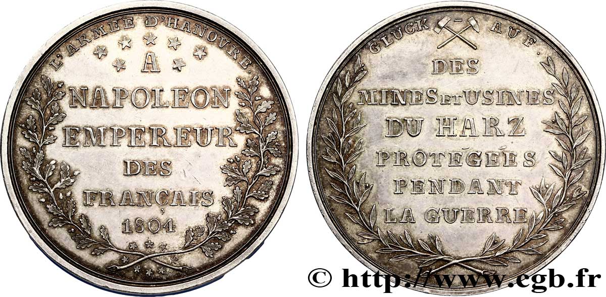 PREMIER EMPIRE / FIRST FRENCH EMPIRE Médaille AR 44, Mines et usines du Hartz protégées pendant la guerre AU