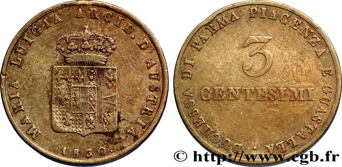 3 centesimi 1830 Milan M.125  XF 