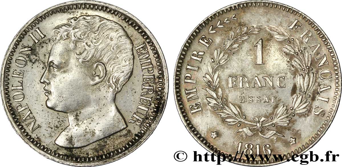 Essai de 1 franc en argent 1816  VG.2406  AU 