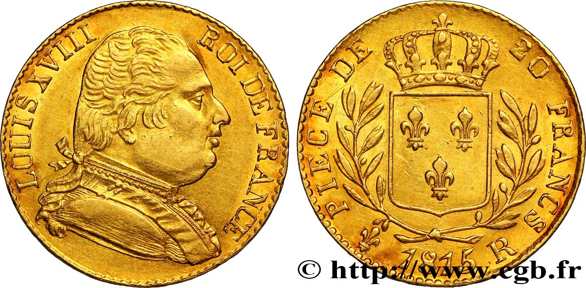 20 francs or Louis XVIII, buste habillé 1815 Londres F.518/1 SUP 
