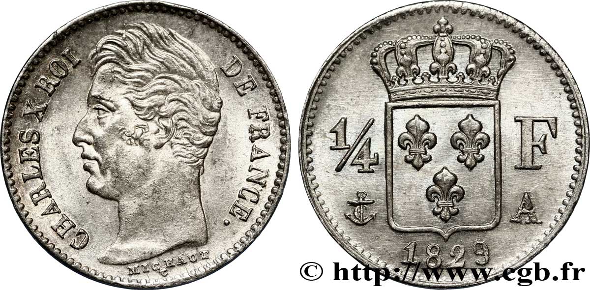 1/4 franc Charles X 1829 Paris F.164/29 fST 