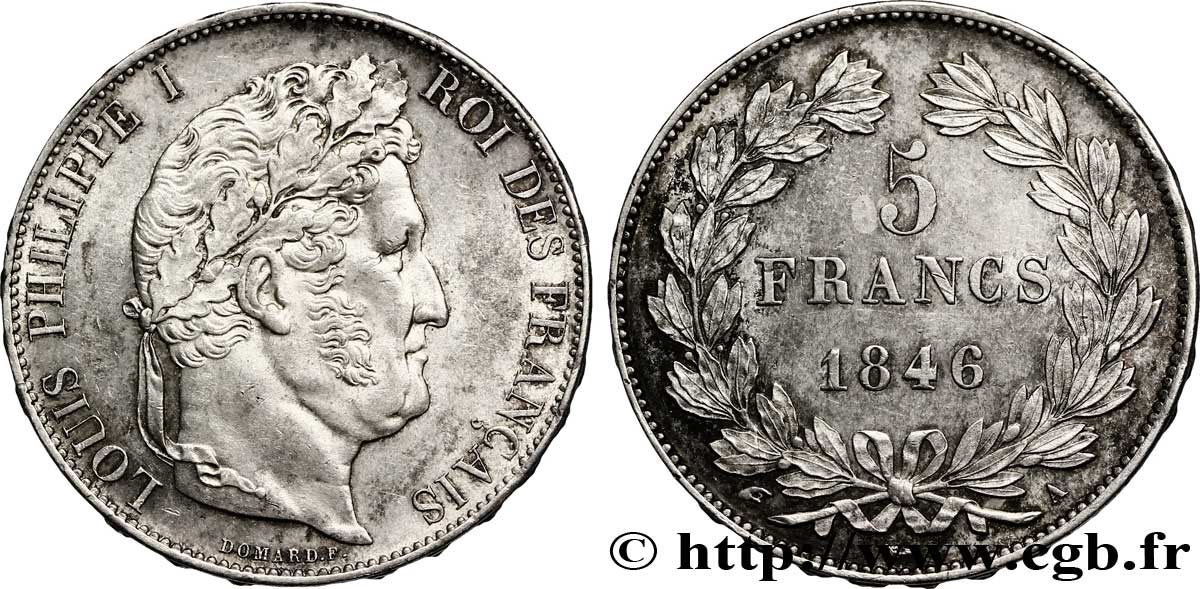 5 francs IIIe type Domard 1846 Paris F.325/10 EBC 