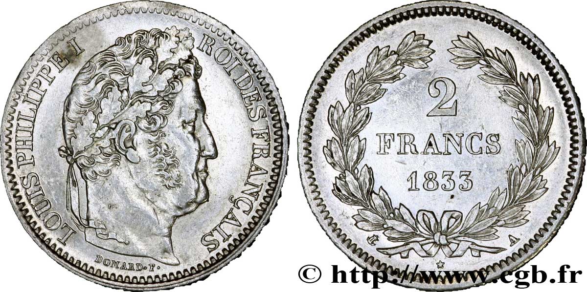 2 francs Louis-Philippe 1833 Paris F.260/17 SPL 