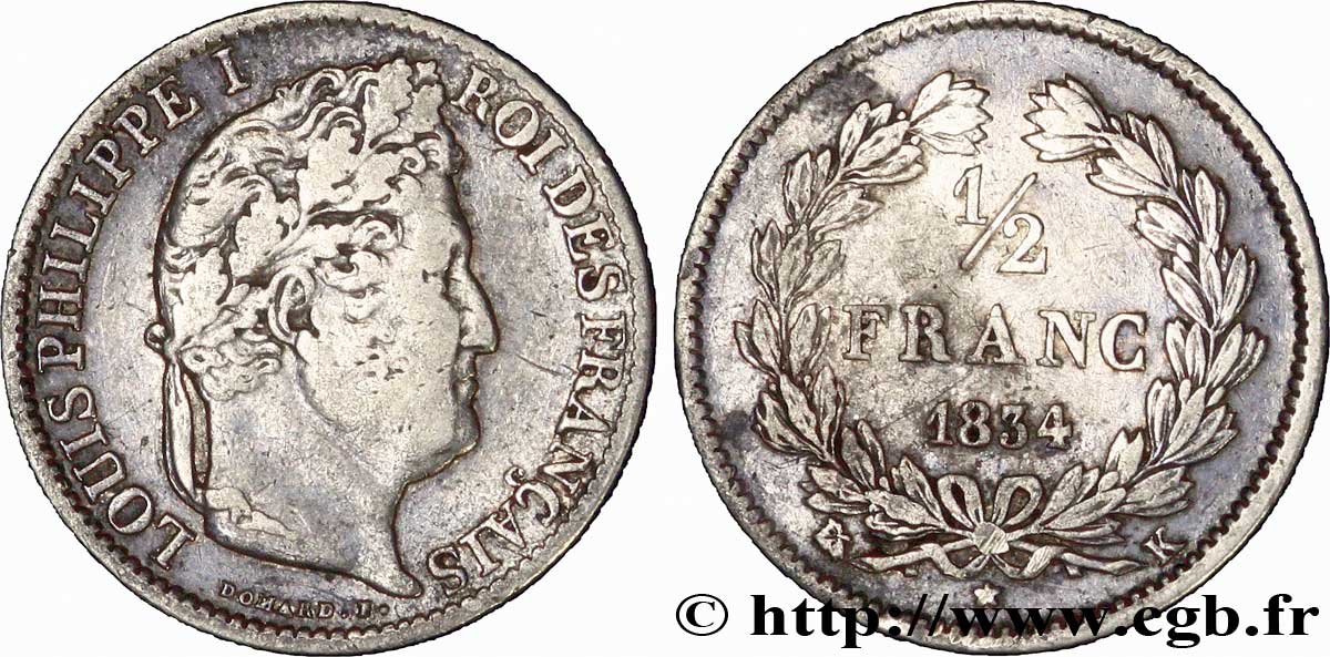 1/2 franc Louis-Philippe 1834 Bordeaux F.182/46 MB 