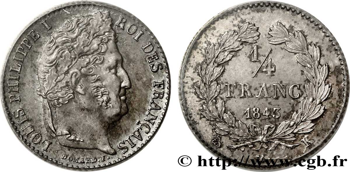 1/4 franc Louis-Philippe 1843 Bordeaux F.166/95 AU 