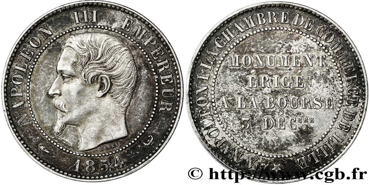 Module de dix centimes, Monument érigé à la Bourse de Lille le 3 décembre 1854 1854  VG.3404  SUP 