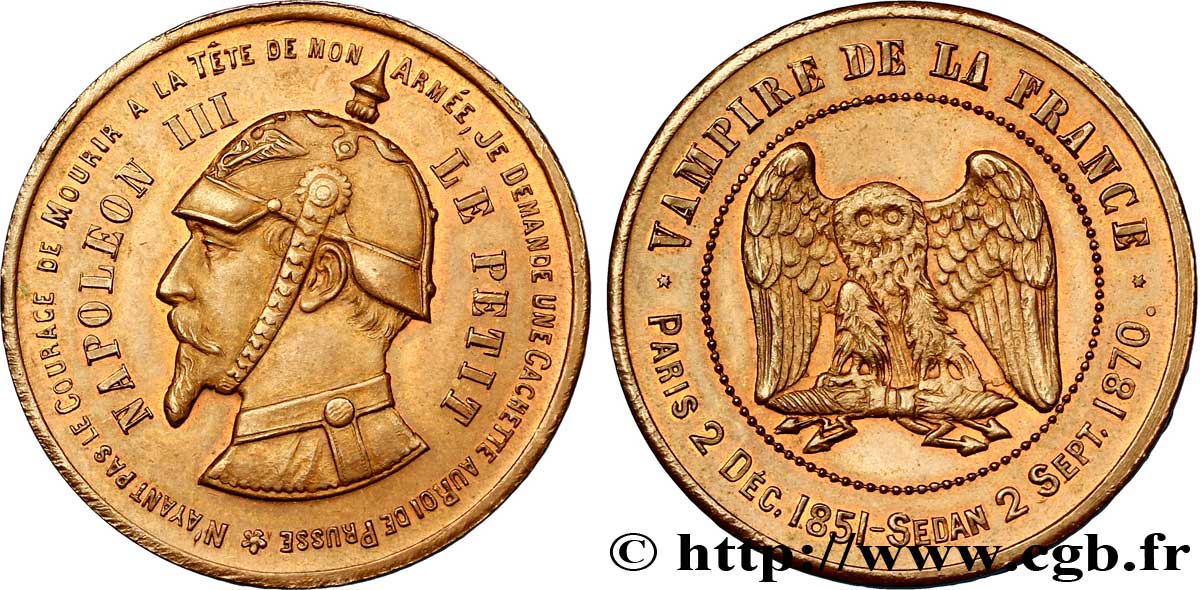Monnaie satirique Br 32, module de dix centimes 1870  Coll.40 var. SPL 