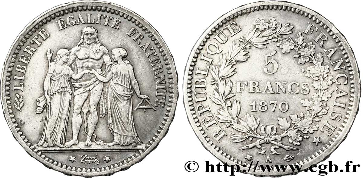 5 francs Hercule 1870 Paris F.334/1 TTB 