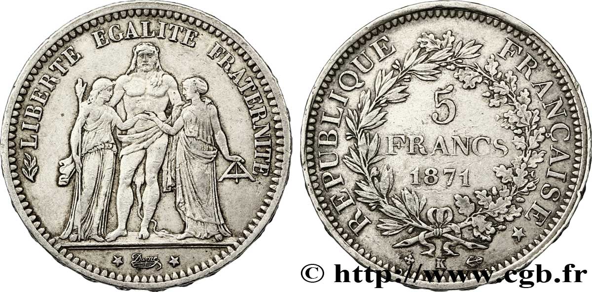 5 francs Hercule 1871 Bordeaux F.334/5 TTB 