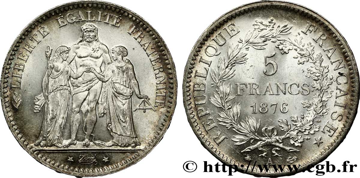 5 francs Hercule 1876 Paris F.334/17 MS 