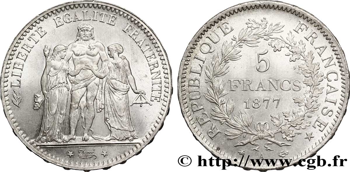 5 francs Hercule 1877 Paris F.334/19 fST 
