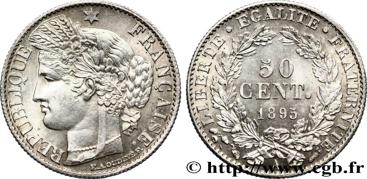 50 centimes Cérès, IIIe République 1895 Paris F.189/16 fST 