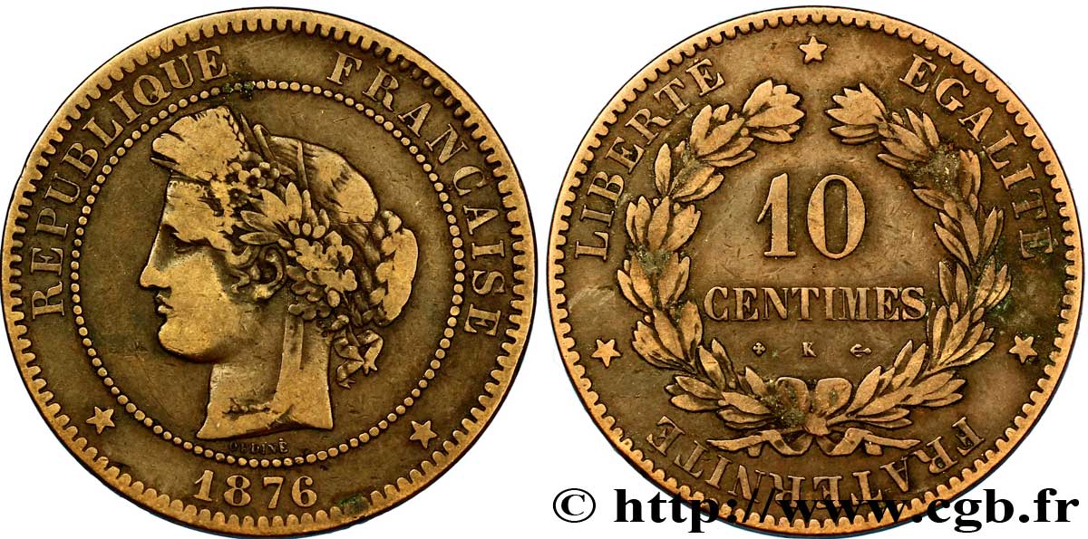 10 centimes Cérès 1876 Bordeaux F.135/17 MB 
