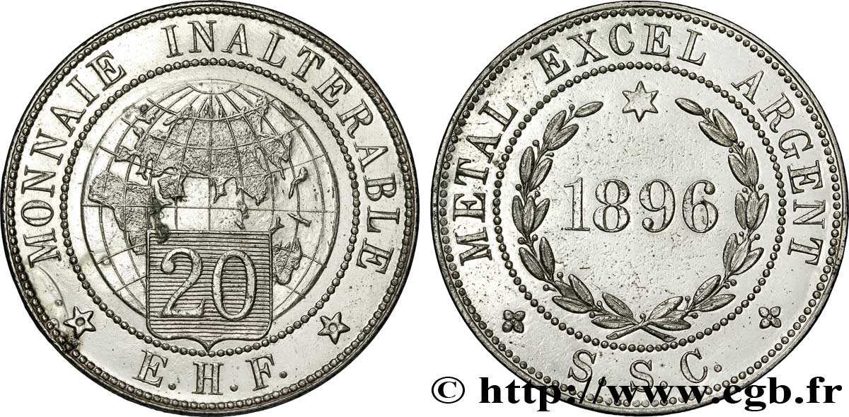 Essai au module de 20 francs 1896  VG.4269  TTB 