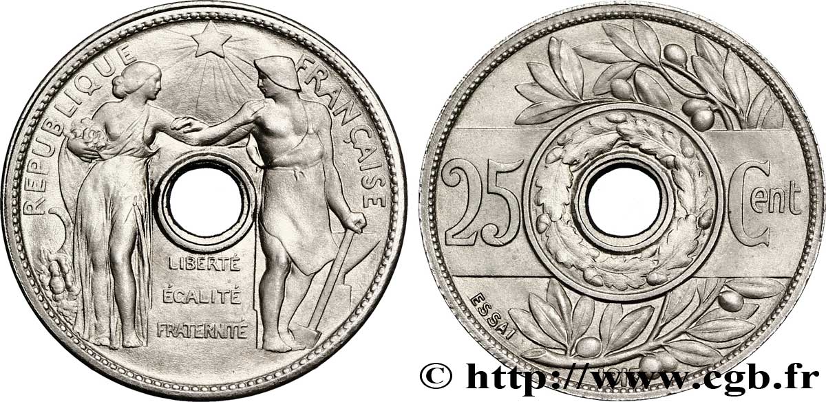 Essai de 25 centimes par Varenne, petit module 1913 Paris VG.4768  SPL 