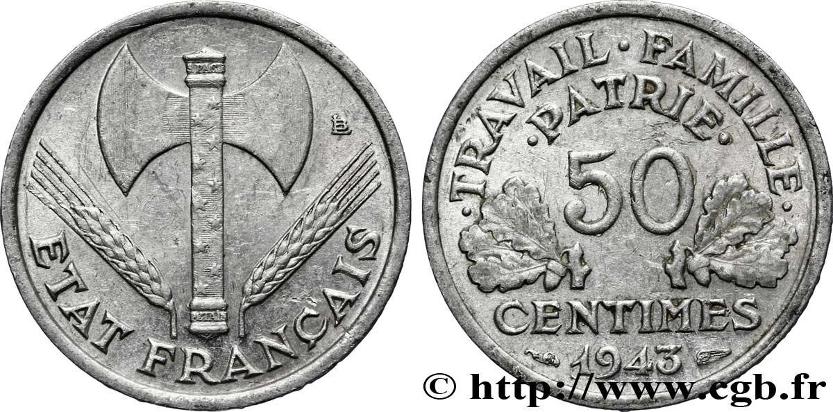 50 centimes Francisque, lourde 1943  F.195/4 SS 