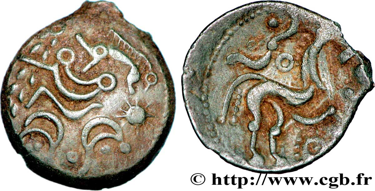 GALLIA - AULERCI EBUROVICES (Area of Évreux) Bronze au cheval, dérivé de types belges AU/VF