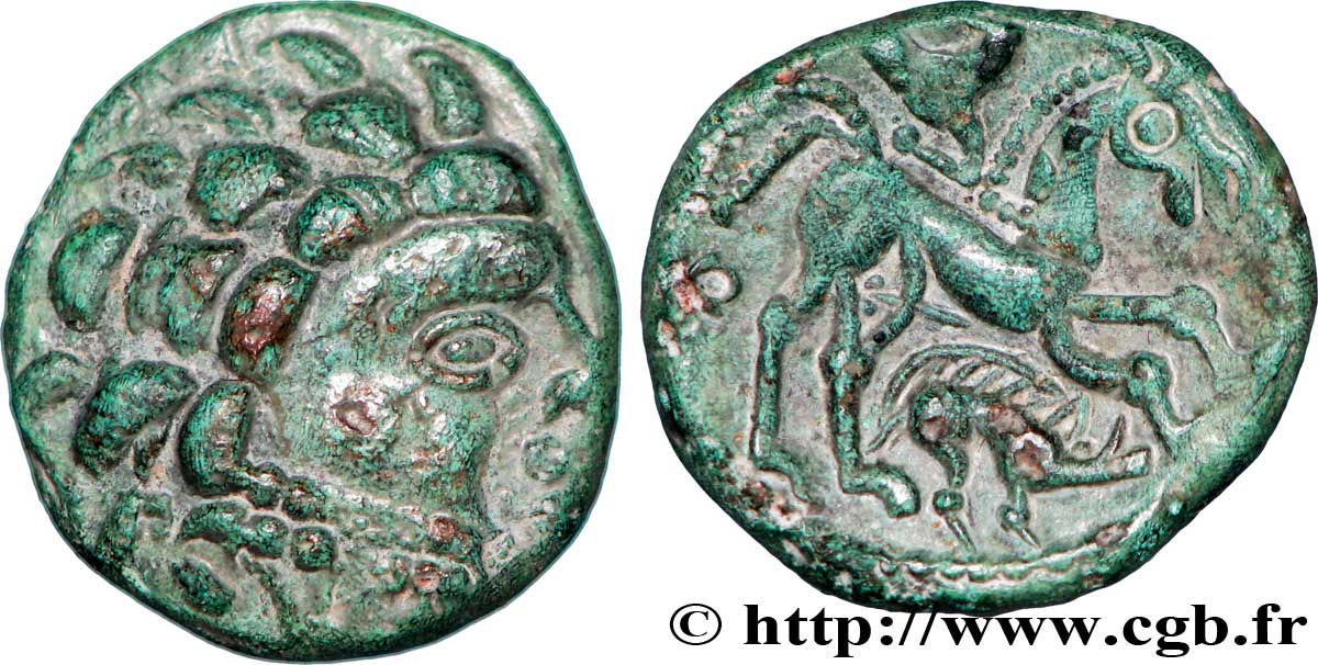 GALLIA BELGICA - AMBIANI (Regione di Amiens) Bronze au cheval et au sanglier, DT. 381 AU/AU
