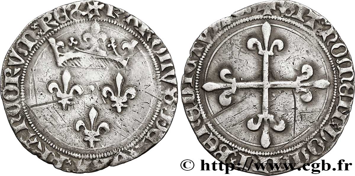 CHARLES VII LE BIEN SERVI / THE WELL-SERVED Gros de roi dit de  Jacques Cœur  26/05/1447 Lyon VF