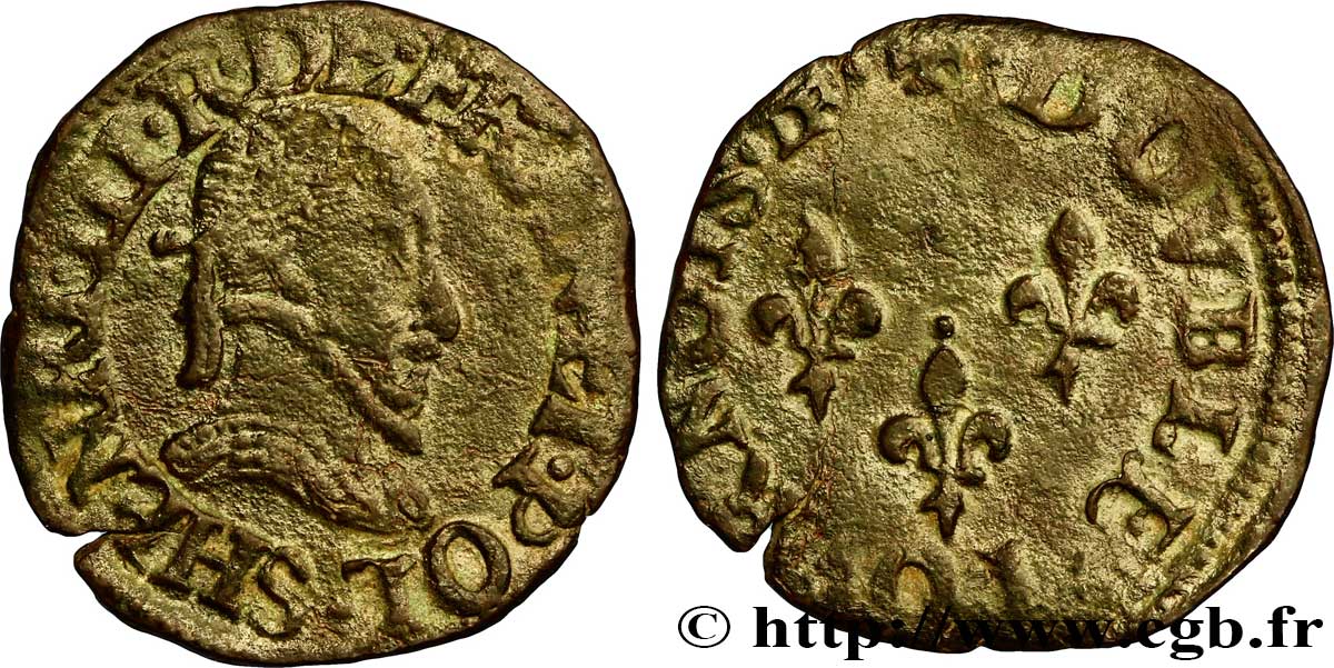 HENRI III Double tournois, type de Troyes n.d. Troyes TTB