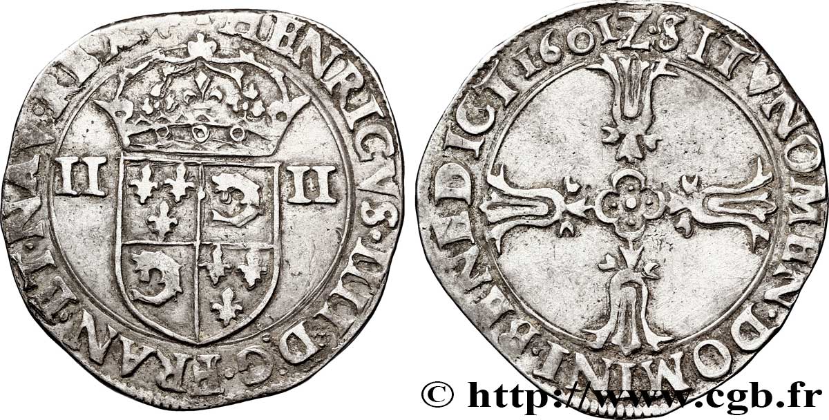 HENRY IV Quart d écu du Dauphiné 1601 Grenoble SS