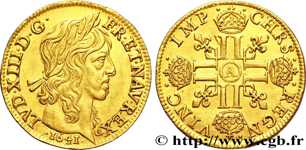 LOUIS XIII  Louis d or aux huit L (effigie de Jean Warin) 1641 Paris, Monnaie du Louvre VZ/fVZ