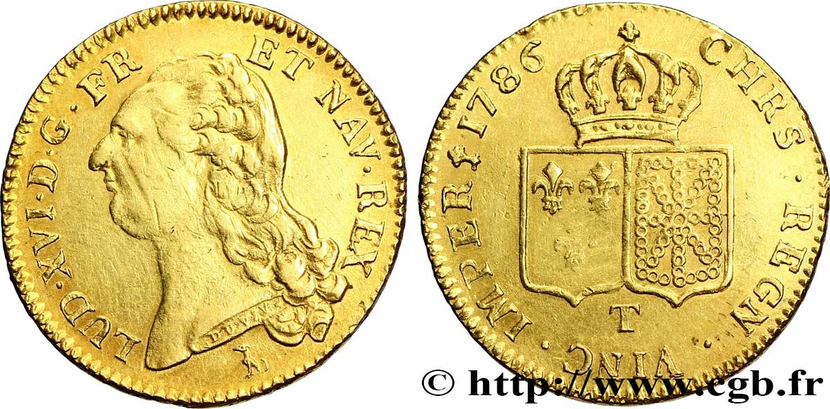 LOUIS XVI Double louis d’or aux écus accolés 1786 Nantes q.BB/BB