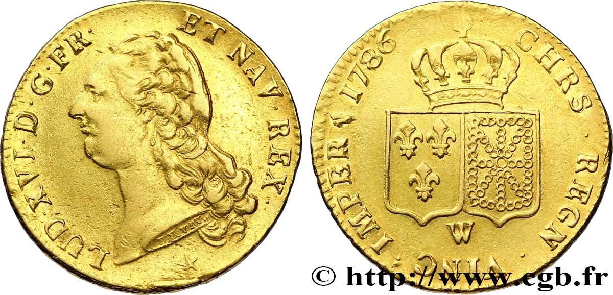 LOUIS XVI Double louis d’or aux écus accolés 1786 Lille TTB/TTB+