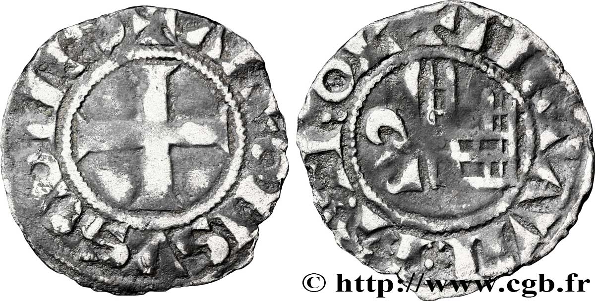 LANGUEDOC - COUNTY OF TOULOUSE - ALPHONSE OF POITIERS Denier XF