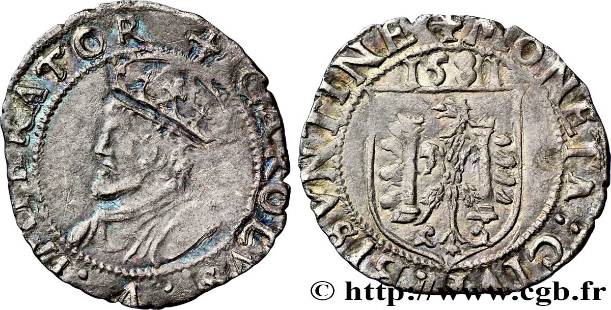TOWN OF BESANCON - COINAGE STRUCK IN THE NAME OF CHARLES V Carolus XF/AU