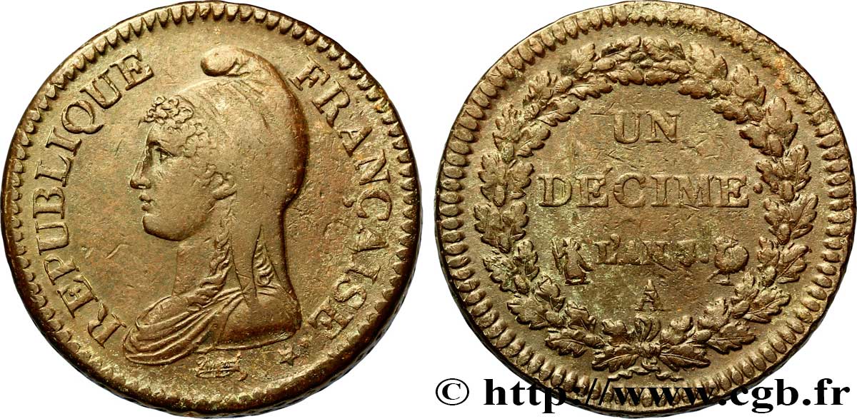 Un décime Dupré, grand module 1799 Paris F.129/24 TTB 