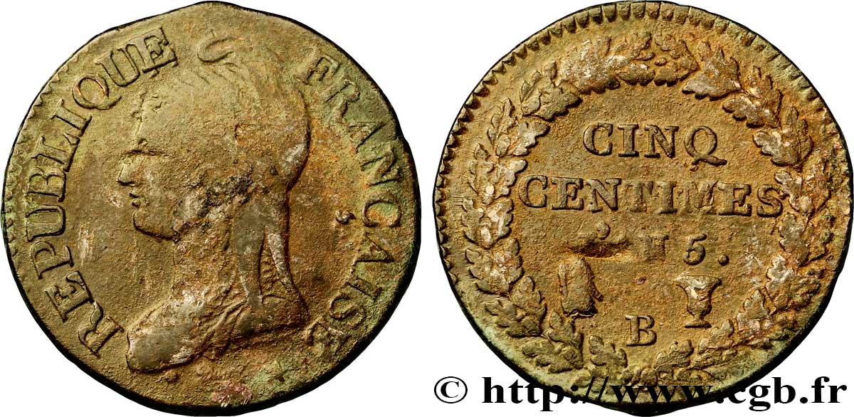 Cinq centimes Dupré, grand module 1797 Rouen F.115/10 RC 