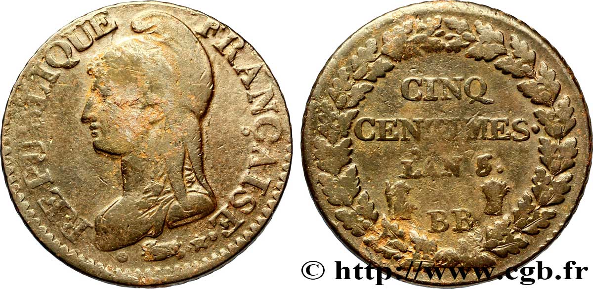 Cinq centimes Dupré, grand module 1797 Strasbourg F.115/20 MB 