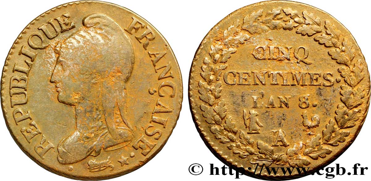 Cinq centimes Dupré, grand module 1800 Paris/Orléans F.115/99 MB 