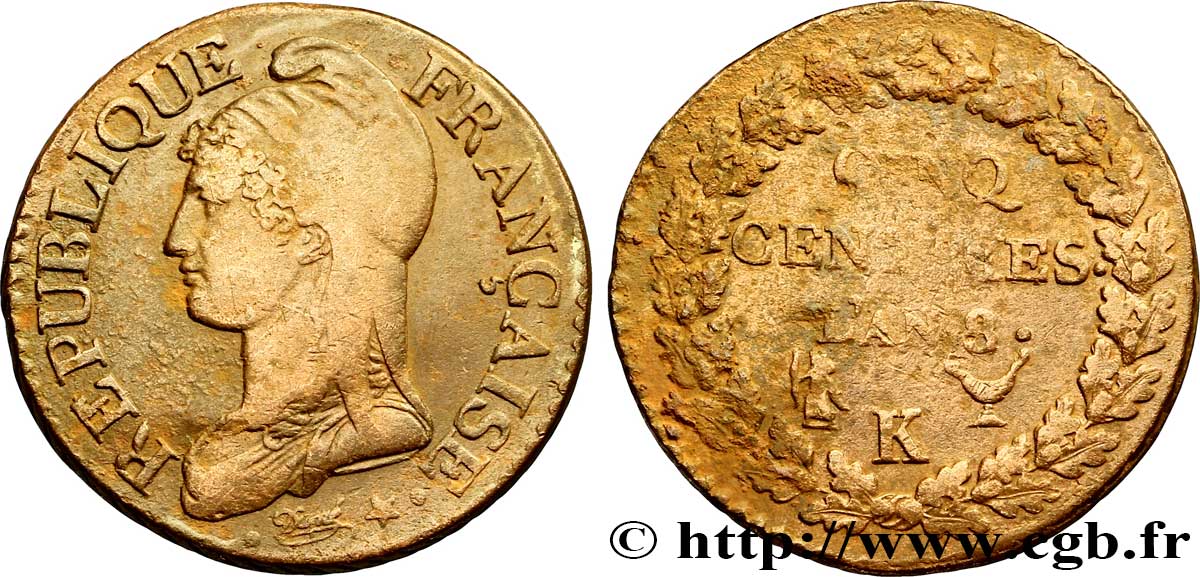 Cinq centimes Dupré, grand module 1800 Bordeaux F.115/131 S 